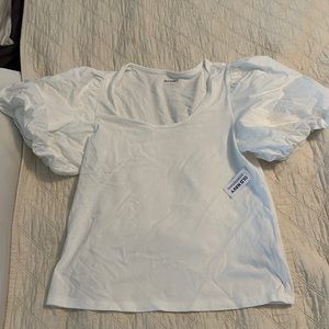 White puffer sleeve Old Navy top